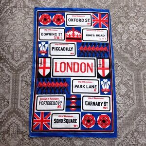 Vintage Ulster Linen London Tea Towel Street Signs Made in Ireland 18x30"